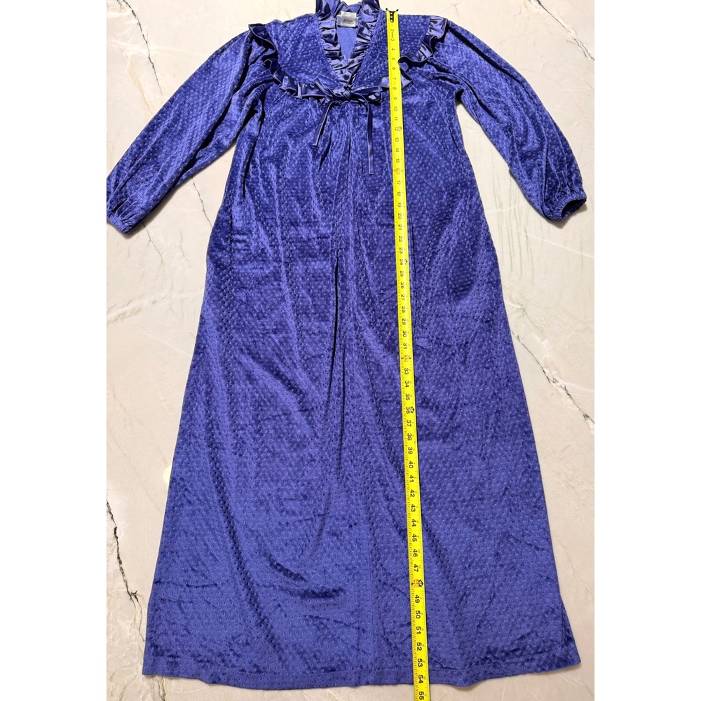 Donna Richard Gilligan O'Malley Vintage Purple Velvet Ruffle Maxi Robe USA Made - Picture 4 of 16
